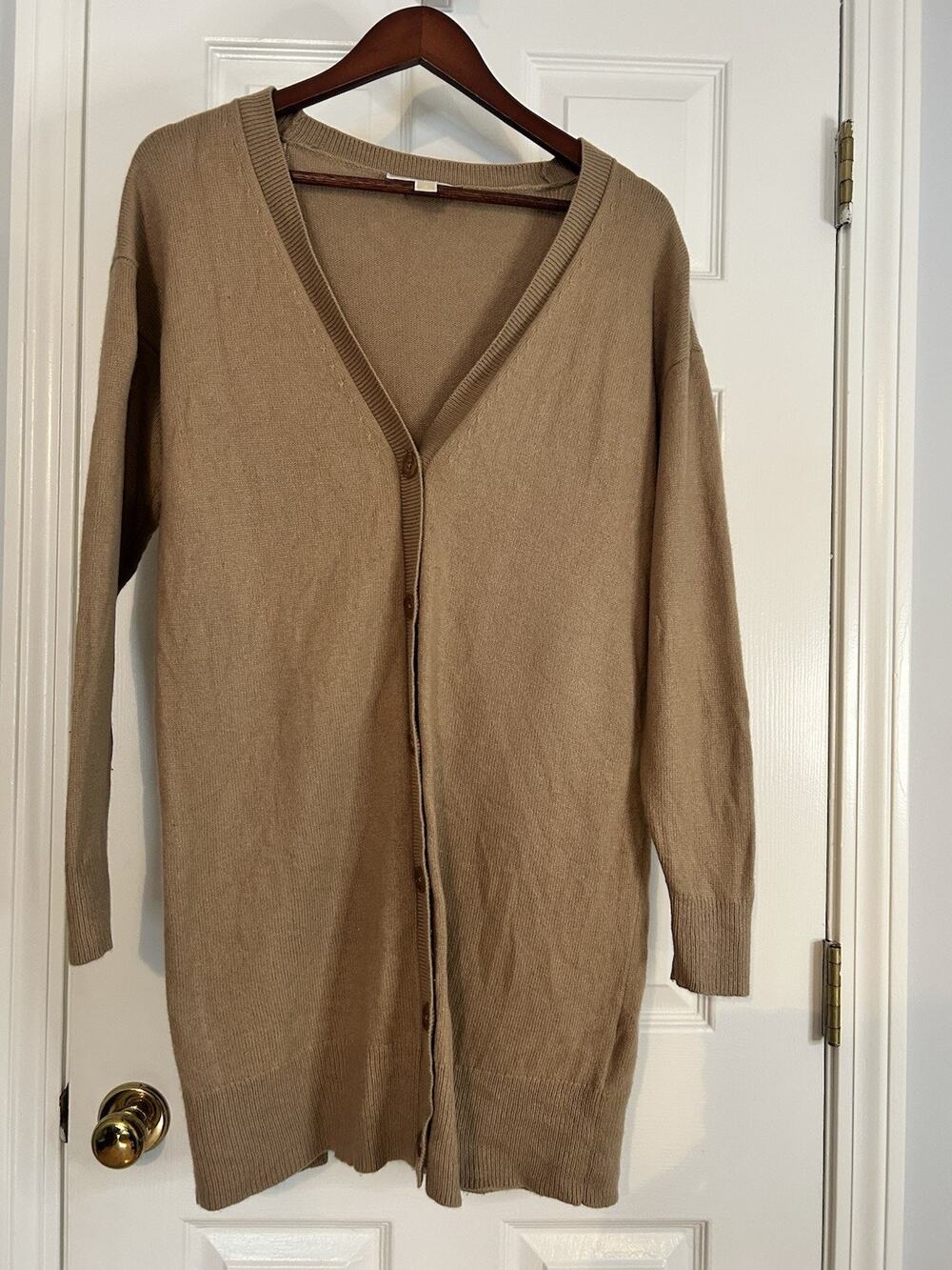 Michael Kors Camel Longline Button Front Cardigan Sweater M